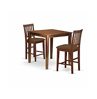 East West Furniture 3 Pc Counter height Table-Square gathering Table and 2 Stools