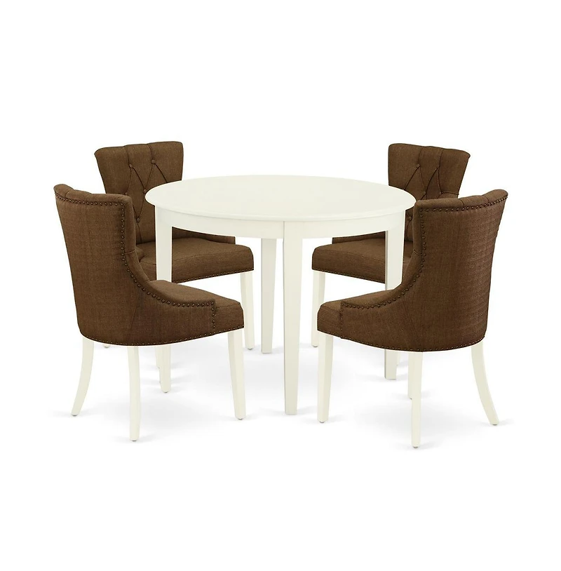 East West Furniture Dining Room Set Linen White