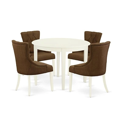 East West Furniture Dining Room Set Linen White