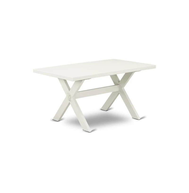 East West Furniture 5-Pc Dining Table Set Includes 4 Parson dining chairs with Upholstered Seat and High Back and a Rectangular Dining Table
