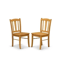 East West Furniture 3-Piece Dinette Room Set- 2 Kitchen Dining Chair and Wooden Dining Table - Wooden Seat and Slatted Chair Back - Oak Finish