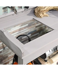 Outsunny Outdoor Wooden Potting Bench Table w/ Removable Sink Open Shelf Storage