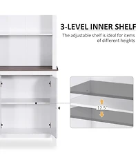 69” Wooden Tall Free Sding Sd Alone Bathroom Linen Tower Storage Cabinet