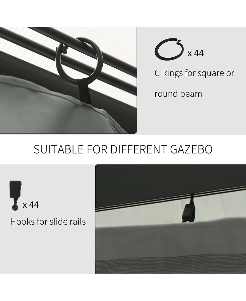 Outsunny 9.84' x 11.8' Gazebo Sidewall Set with Hooks/C-Rings,