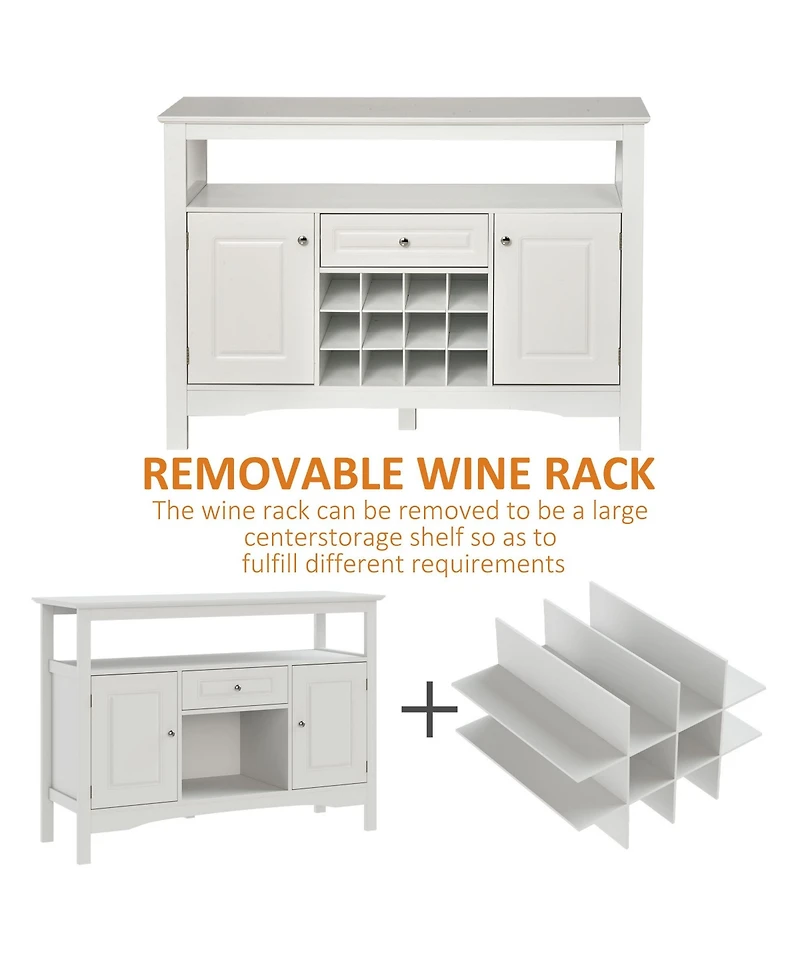 Homcom Modern Kitchen Buffet Cabinet Storage with Drawer and 12-Bottle Wine Rack