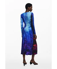 Desigual Women's Asymmetric landscape dress
