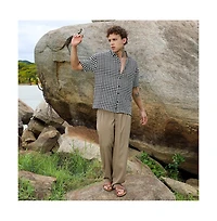 Campus Sutra Men's Midnight Black & Powder White Lozenge-Striped Oversized Shirt