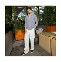 Campus Sutra Men's Coin Grey Waffle-Textured Shirt