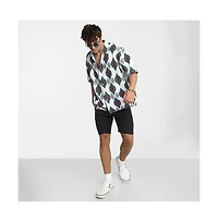 Campus Sutra Men's Chalk White Ikkat Motif Oversized Shirt