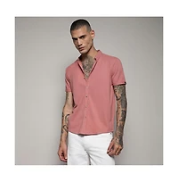 Campus Sutra Men's Salmon Pink Basic Shirt