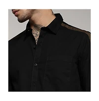 Campus Sutra Men's Jet Black Side Striped Shirt