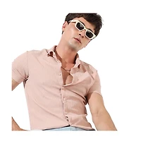 Campus Sutra Men's Peach Textured Regular Fit Casual Shirt