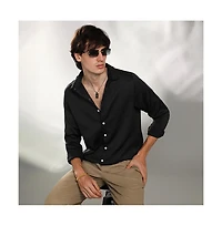 Campus Sutra Men's Onyx Black Abstract-Textured Shirt