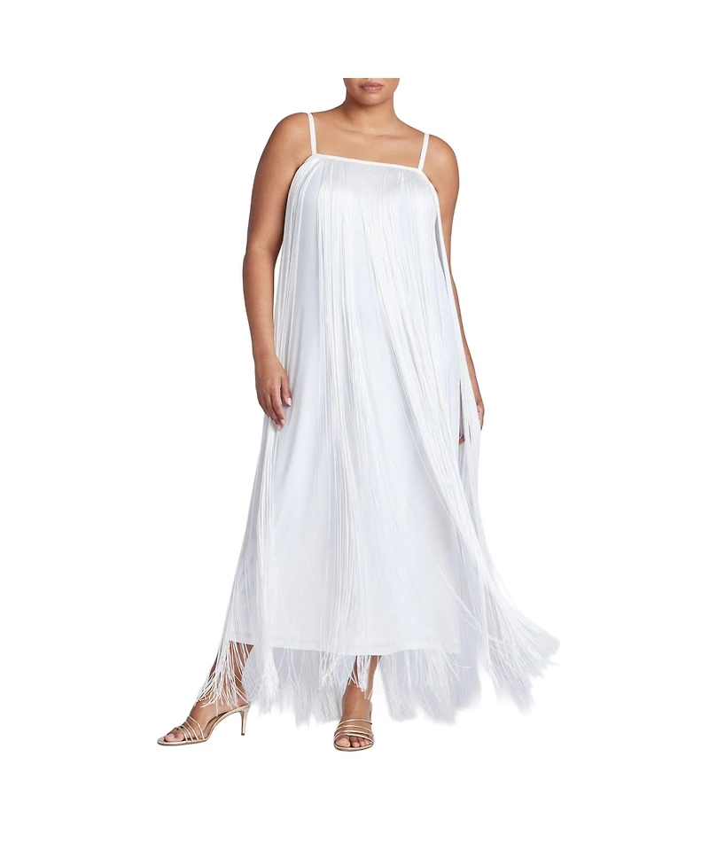 Eloquii Women's Plus Fringe Maxi Dress