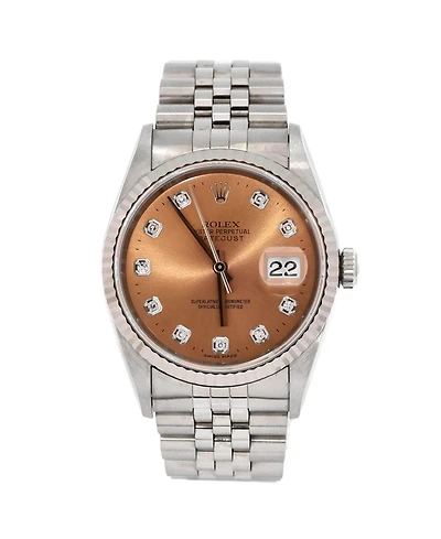 Pre-Owned Rolex Oyster Perpetual Datejust Automatic Watch in Stainless Steel and White Gold with Diamond Markers 36mm