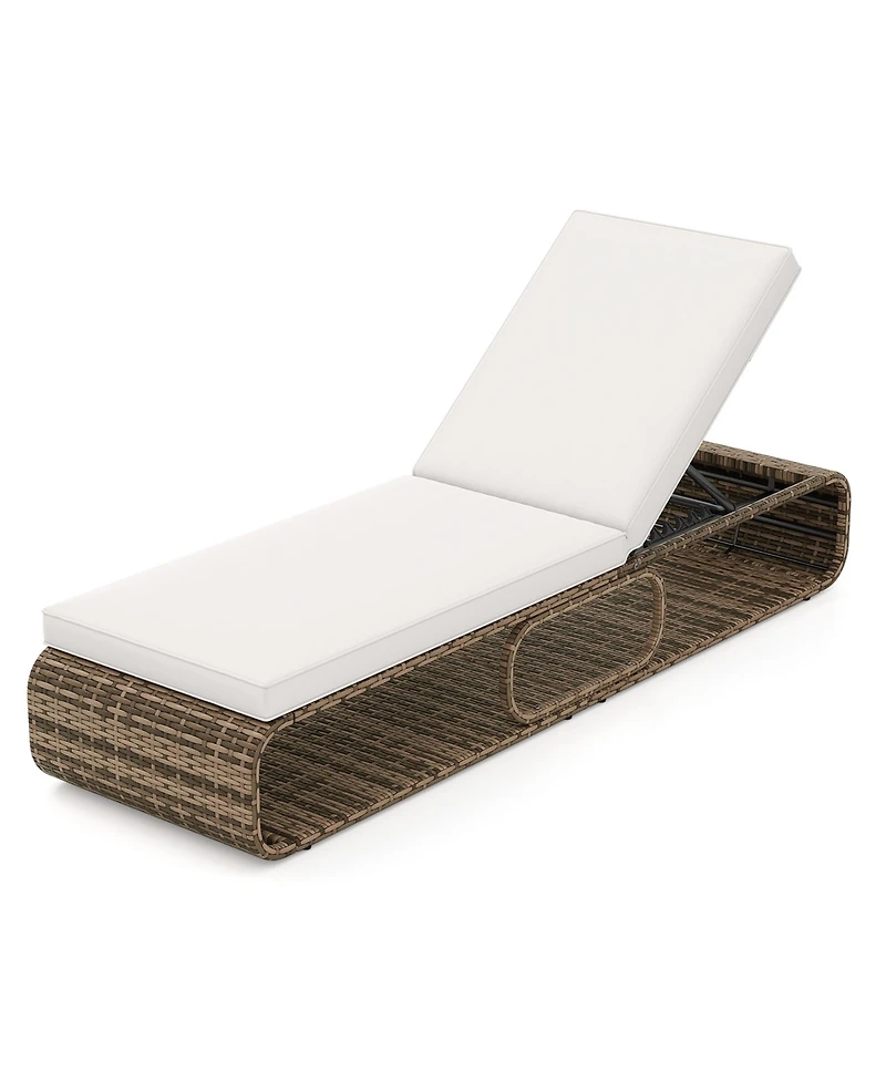 Gymax Chaise Lounge Chair w/ Adjustable Backrest Cushion & Storage Outdoor