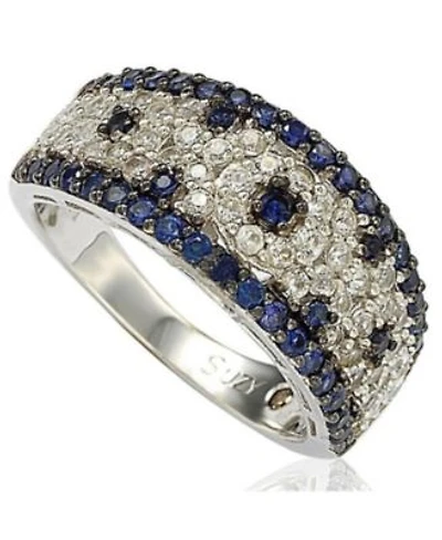 Suzy Levian New York Suzy Levian Sterling Silver 2.28ct Sapphire Created White Sapphire Abstract Ring