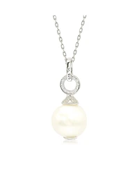 Suzy Levian Sterling Silver Pearl & White Sapphire Dangle Pendant