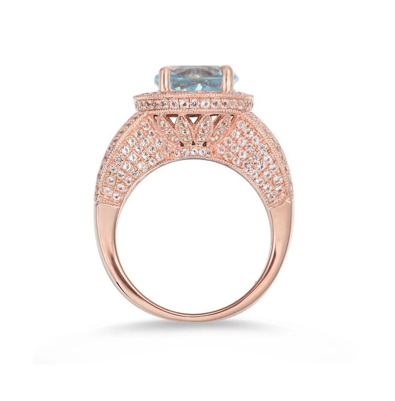 Suzy Levian New York Sterling Silver Round Cut Center Topaz Cocktail Ring