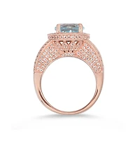 Suzy Levian New York Sterling Silver Round Cut Center Topaz Cocktail Ring
