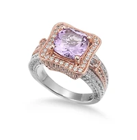 Suzy Levian New York Suzy Levian Two-Tone Sterling Silver Cushion Cut Center Topaz Cocktail Paris Ring