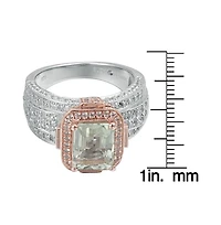 Suzy Levian New York Two-Tone Sterling Silver Emerald Cut Center Topaz Cocktail Milano Ring