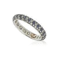 Suzy Levian Sterling Silver Sapphire & Created White Pave Eternity Band Ring
