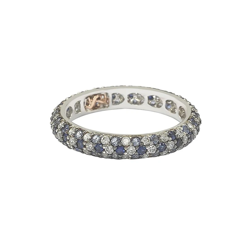 Suzy Levian Sterling Silver Sapphire & Created White Pave Eternity Band Ring