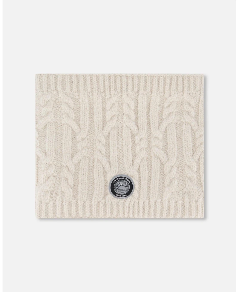 Deux par Kids Unisex Lined Winter Neckwarmer Off-White - Toddler|Child