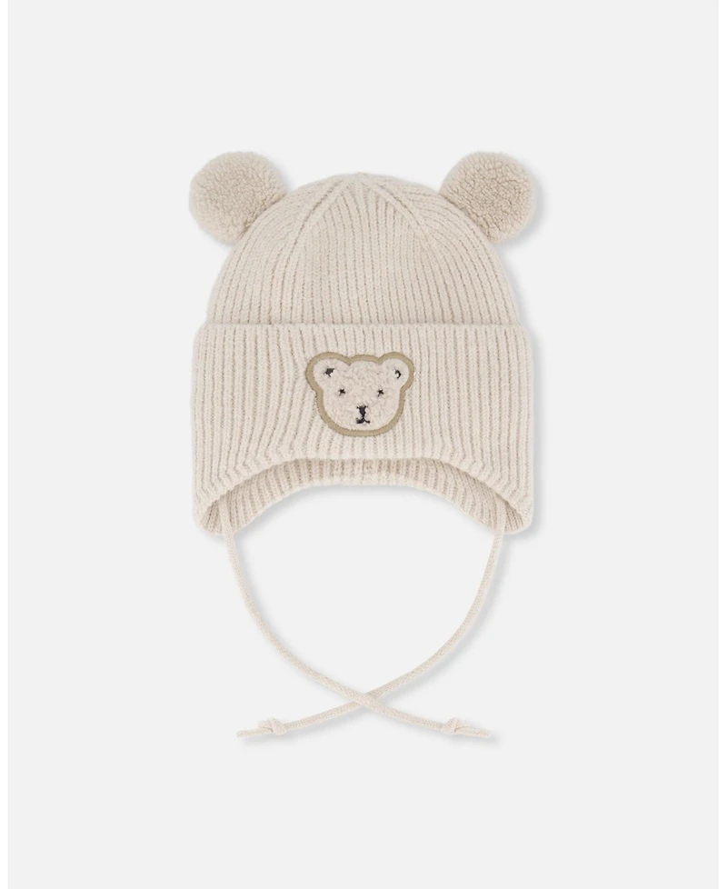 Deux par Baby Unisex Lined Winter Knit Hat with Ear Flaps Off-White - Baby|Toddler