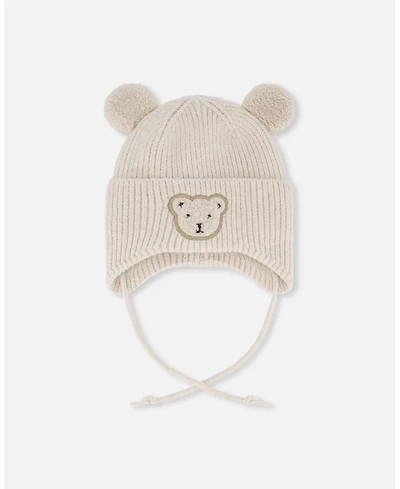 Deux par Baby Unisex Lined Winter Knit Hat with Ear Flaps Off-White - Baby|Toddler