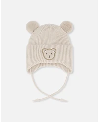 Deux par Baby Unisex Lined Winter Knit Hat with Ear Flaps Off-White - Baby|Toddler