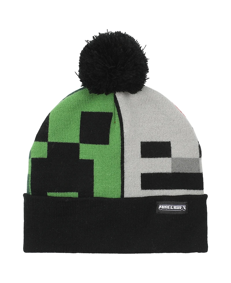 Minecraft Big Boys 2-Piece Hat and Ribbed Knit Gloves Set