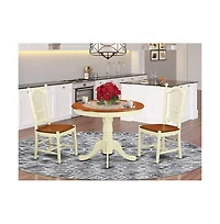 East West Furniture 3 Pc Kitchen Table set-Kitchen Table and 2 Kitchen Dining Chairs