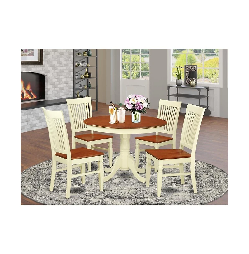 East West Furniture Dining Room Set Buttermilk & Cherry