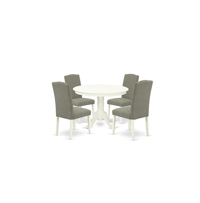 East West Furniture Dining Room Set Linen White