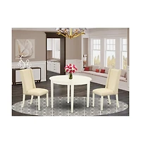 East West Furniture Dining Room Set Linen White, BOFL3-whi-01