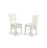 East West Furniture 3-Pc Modern Dining Table Set- 2 Dining Chair and Dining Table - Linen Fabric Seat and Slatted Chair Back - Linen White Finish
