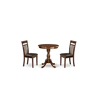 East West Furniture 3-Pc Kitchen Dining Set - 1 Kitchen Dining Table and 2 Dining Room Chairs (Mahogany Finish)