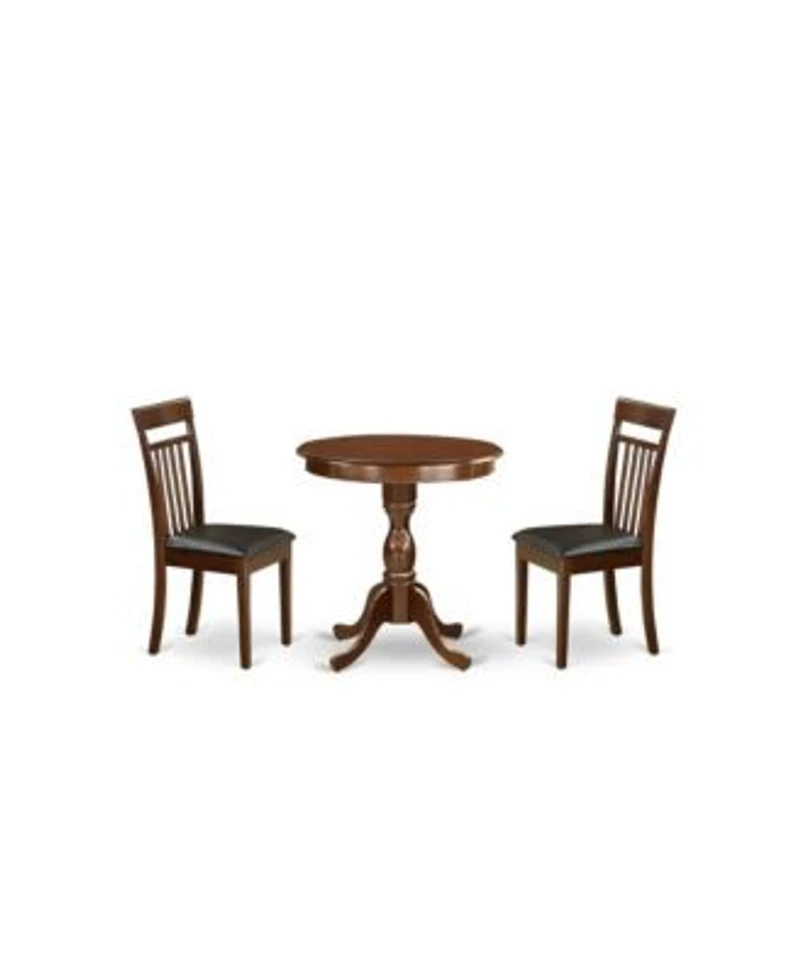 East West Furniture 3 Pc Kitchen Dining Set 1 Kitchen Dining Table 2 Dining Room Chairs Mahogany Finish
