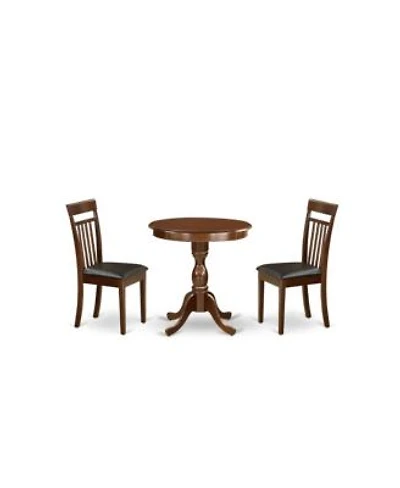 East West Furniture 3 Pc Kitchen Dining Set 1 Kitchen Dining Table 2 Dining Room Chairs Mahogany Finish