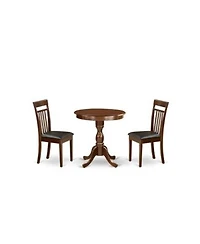 East West Furniture 3 Pc Kitchen Dining Set 1 Kitchen Dining Table 2 Dining Room Chairs Mahogany Finish