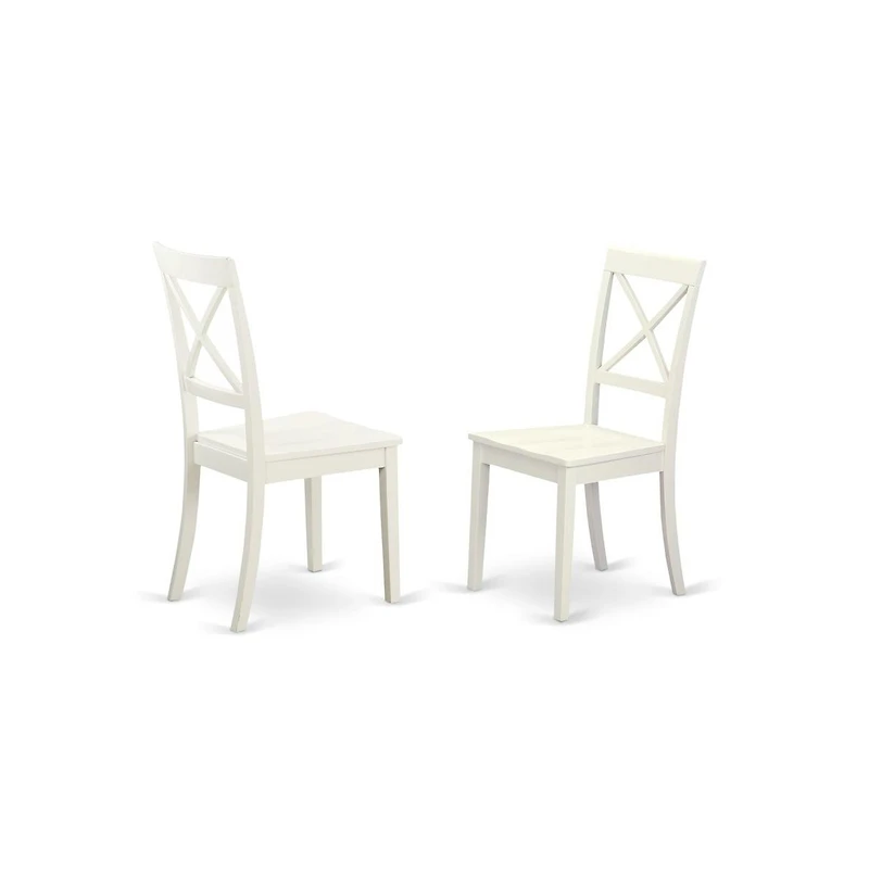 East West Furniture 3 Piece Dinning Room Table Set Consists of 1 Drop Leaves Dining Room Table and 2 Linen White Wood Chair with X-Back