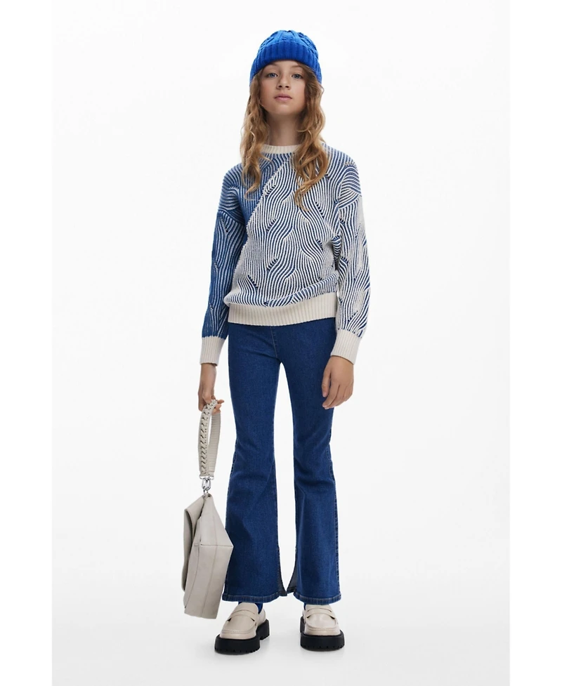 Desigual Girls's Textured striped sweater