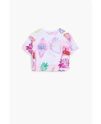 Desigual Girls's Cropped T-shirt with stamps