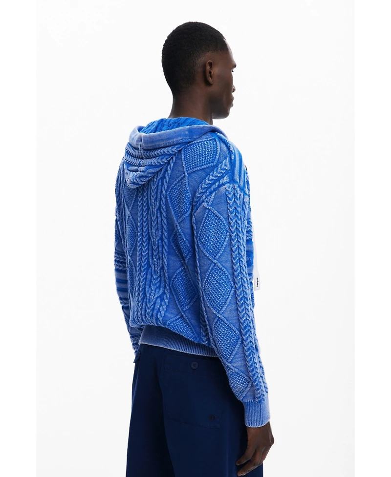Desigual Men's Zipper sweater with braided design