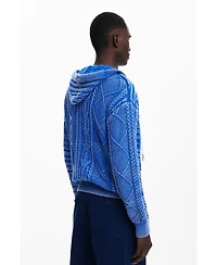 Desigual Men's Zipper sweater with braided design