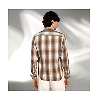 Campus Sutra Men's Chocolate Brown & Cream White Ombre Buffalo Check Shirt