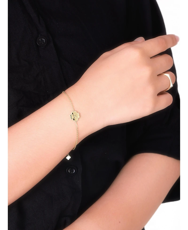Devata Clover Heart Chain Bracelet in 14K Gold, 6.5 in adj to 7.5 in, approx. 2.8 grams.