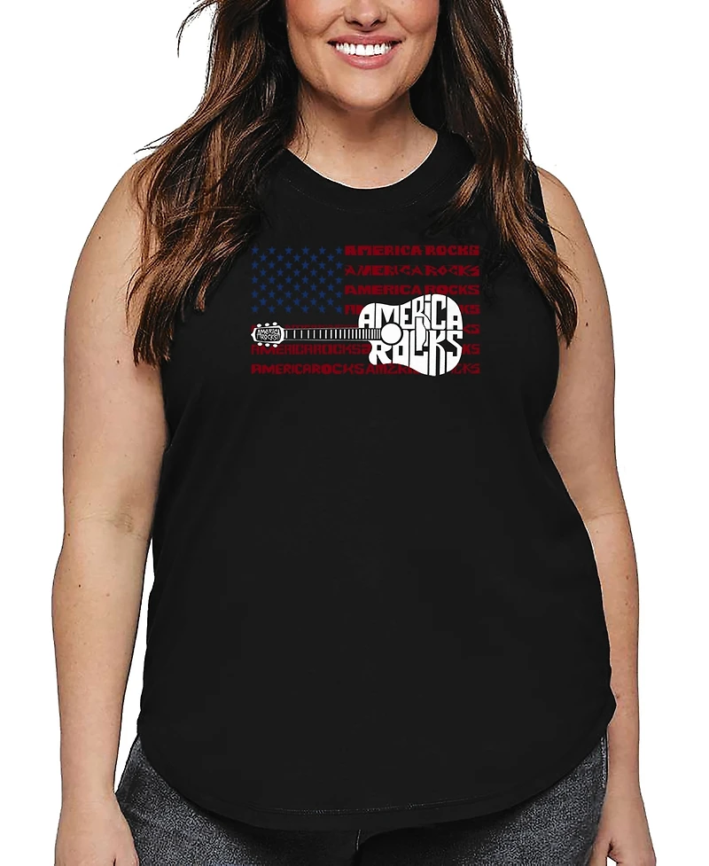 La pop Art Plus America Rocks Word Tank Top